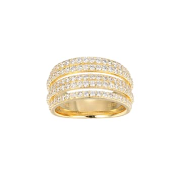 White Cubic Zirconia 18K Yellow Gold Over Sterling Silver Three Row Band
Ring 2.57ctw