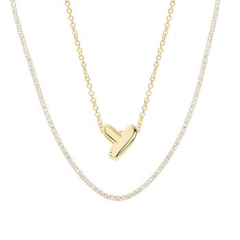 CZ Initial Y Tennis Necklace And Pendant Set In 14K Gold Over Brass 4.05ctw