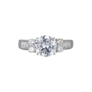 White Cubic Zirconia Rhodium Over Sterling Silver 3 Pieces Bridal Set
Rings 4.28ctw
