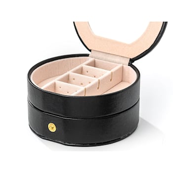 Black Round Double Layer Jewelry Box with Mirror