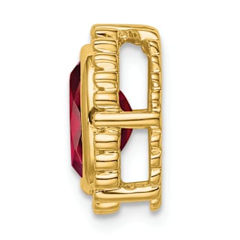 10k Yellow Gold Beaded 1 ctw Oval Garnet Chain Slide Pendant
