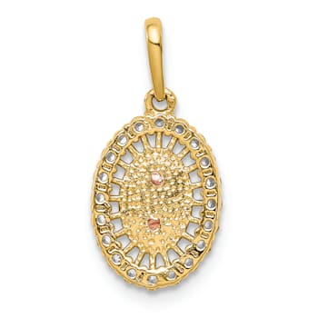 14K Yellow and Rose Gold Our Lady of Guadalupe Cubic Zirconia Pendant