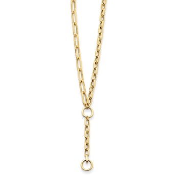 14K Yellow Gold Paperclip Link Y-drop 18-inch Lariat Necklace