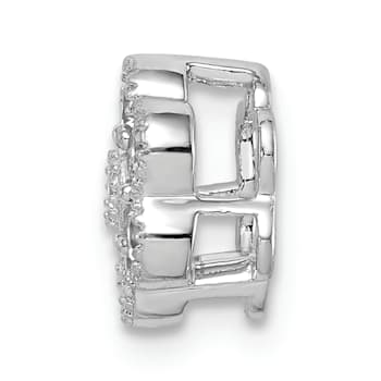 Rhodium Over 14K White Gold Lab Grown Diamond SI1/SI2, G H I, Floral
Chain Slide Pendant 0.25ctw