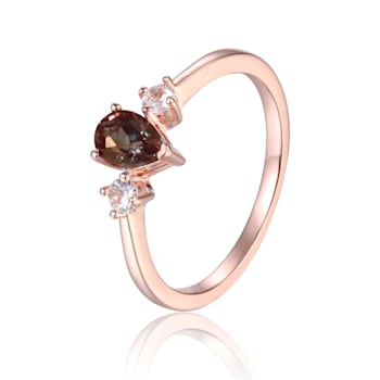 Blue Lab Created Alexandrite with White Sapphire Accents 14K Rose Gold
Over Sterling Silver Ring