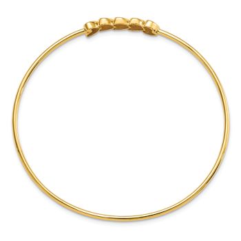 14k Two-tone Gold Polished Diamond-Cut Hearts Slip-On Bangle