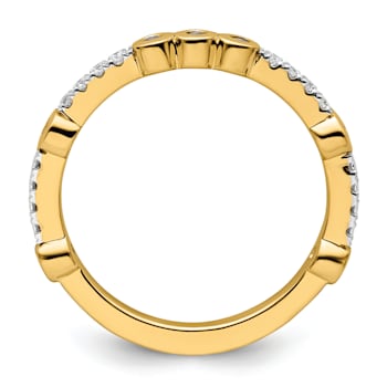 14K Yellow Gold Stackable Expressions White Topaz and Diamond Ring 0.285ctw