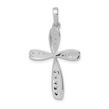 Rhodium Over 10k White Gold Diamond Cross Pendant