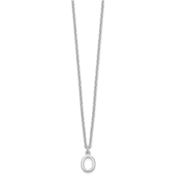 Rhodium Over Sterling Silver Cutout Letter O Initial Necklace