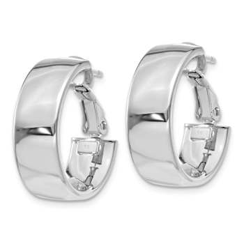Rhodium Over 14k White Gold 3/4" Hoop Earrings