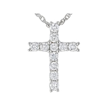 Lab-Grown Diamond Cross Pendant In Sterling Silver 0.25ctw