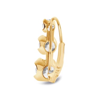 White Cubic Zirconia 14k Yellow Gold Earrings With Velvet Gift Box 2.00ctw