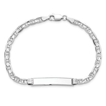 Rhodium Over 14k White Gold Mariner Link ID Bracelet