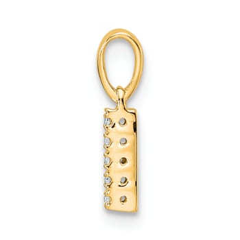 10k Yellow Gold Diamond Letter I Initial Pendant
