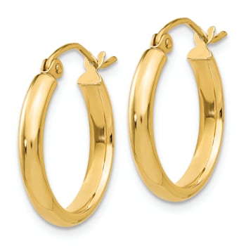 14k Yellow Gold 11/16" Round Tube Hoop Earrings