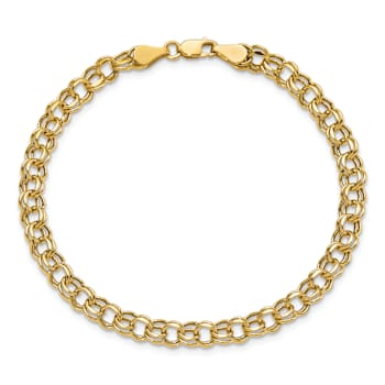 14k Yellow Gold 5mm Diamond-Cut Double Link Bracelet