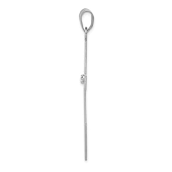 Rhodium Over 14k White Gold Diamond Cross Pendant