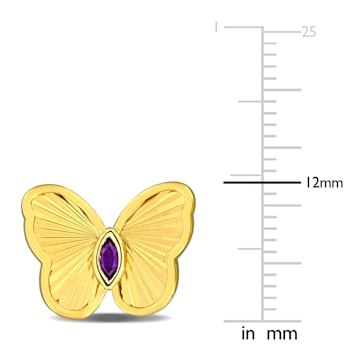 1/7 CT TGW Amethyst Butterfly Stud Earrings in Yellow Plated Sterling Silver