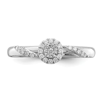 Rhodium Over 14K White Gold Diamond Trio Engagement Ring 0.12ctw