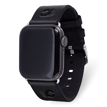 Gametime NHL Calgary Flames Black Leather Apple Watch Band (38/40mm
S/M). Watch not included.