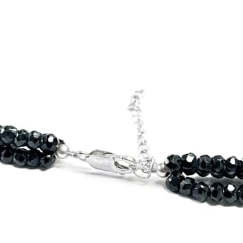 Black Spinel Beaded Sterling Silver Necklace 172.00ctw