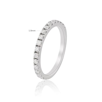 White Moissanite Rhodium Over Sterling Silver Eternity Band Ring, 0.70ctw