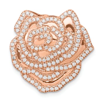 14k Rose Gold Diamond Fancy Flower Chain Slide