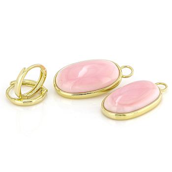 Pink Conch Shell Earrings In 18K Gold Over Sterling Silver 20x12mm