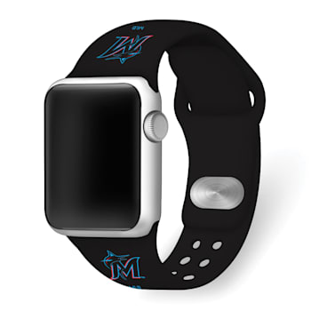 Gametime MLB Miami Marlins Black Silicone Apple Watch Band (38/40mm
M/L). Watch not included.