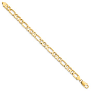 14k Yellow Gold 7.5mm Concave Open Figaro Link Bracelet