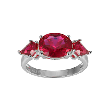 Lab Created Ruby Platinum Over Sterling Silver July Birthstone Ring 3.47ctw
