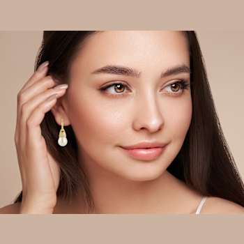 Sterling Statements 14K Yellow Gold Over Sterling Silver Freshwater
Pearl Statement Dangle Earrings