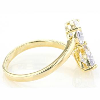 Pear CZ Bypass Ring In 18K Gold Over Sterling Silver