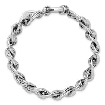 Rhodium Over Sterling Silver Polished 20mm Triple Circle Link Bracelet