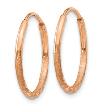 14k Rose Gold Diamond-Cut and Brushed 5/8" Endless Hoop Earrings