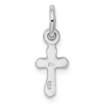Rhodium Over Sterling Silver Child's December Blue Preciosca Crystal
Cross Pendant