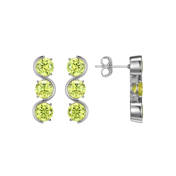 Green Cubic Zirconia Platinum Over Silver November Birthstone Earrings 7.76ctw