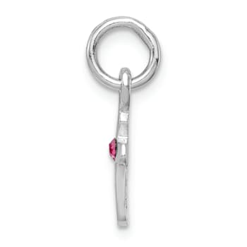 Rhodium Over Sterling Silver Child's October Pink Preciosca Crystal
Cross Pendant