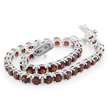 Red Garnet Tennis Bracelet In Sterling Silver 11.70ctw