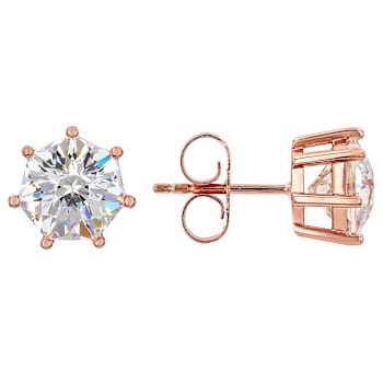 Diamond Simulant Heptagon Stud Earrings In 18K Rose Gold Over Sterling
Silver 5.10ctw