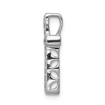 Rhodium Over 14K White Gold 1/6ct. Diamond Latin Cross Chain Slide