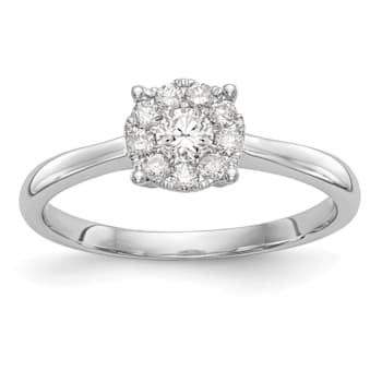 Rhodium Over 14K White Gold Lab Grown Diamond Cluster Engagement Ring 0.33ctw