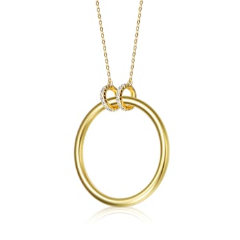 CZ Halo Solitaire Pendant In 14K Gold Over Sterling Silver