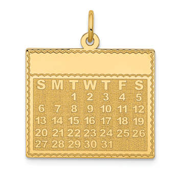 14k Yellow Gold Satin Tuesday the First Day Calendar Pendant
