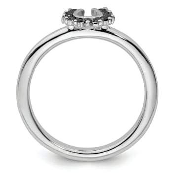 Rhodium Over Sterling Silver Stackable Expressions Diamond Horseshoe
Ring 0.11ctw