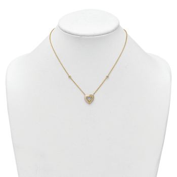 10K Yellow Gold Over Sterling Silver Cubic Zirconia Enamel Heart 16-inch
w/ 2" Extender Necklace