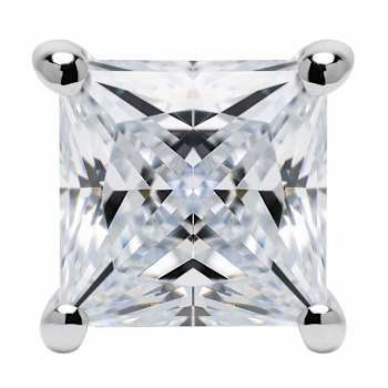 White Cubic Zirconia 14k White Gold Single Stud With Velvet Gift Box 0.50ctw