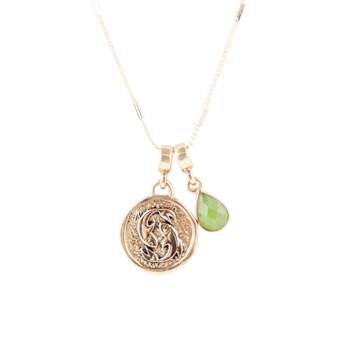 Barse Jade Pisces Zodiac Charm Necklace In Bronze