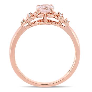 Morganite and Diamond 10K Rose Gold Filigree Ring 0.73ctw