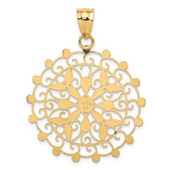 14K Two-tone Gold  Diamond-Cut Filigree Pendant